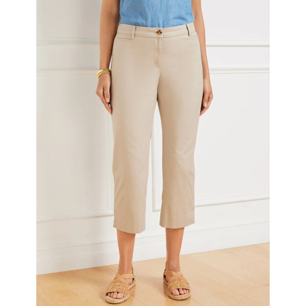 Talbots The Perfect Skimmer Curvy Fit Petite Cotton Capris Size 16P in Tan